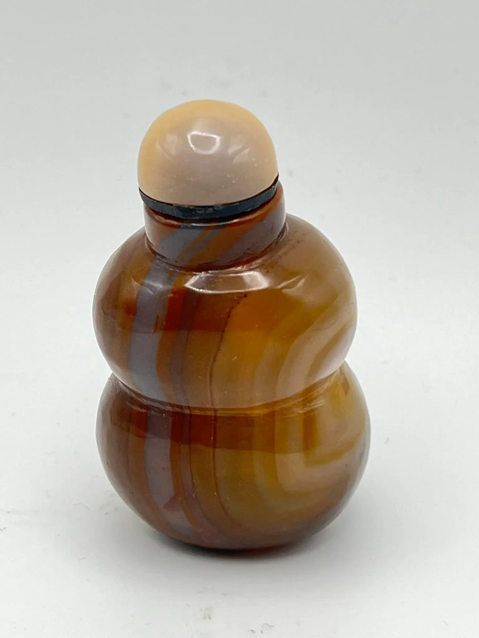 Vintage Chalcedony Double Gourd Snuff Bottle - 4