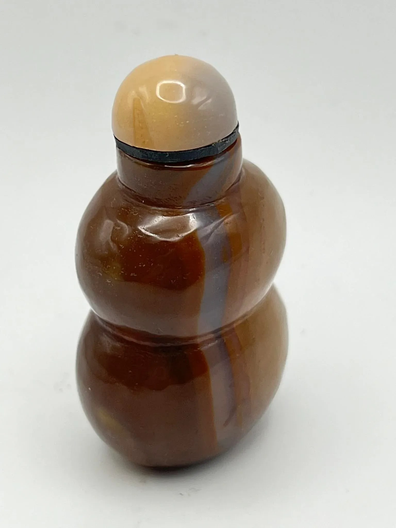 Vintage Chalcedony Double Gourd Snuff Bottle - 6