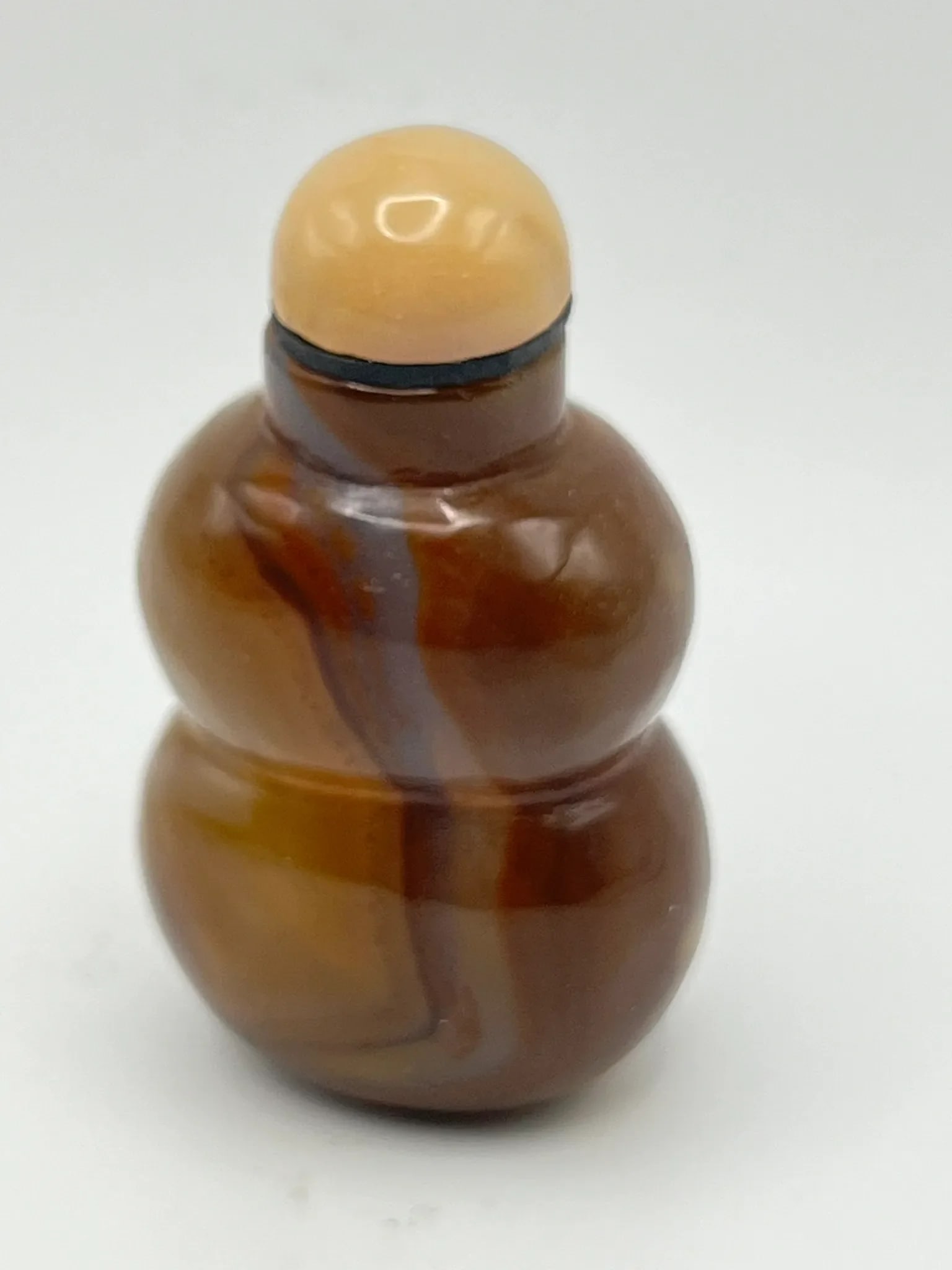 Vintage Chalcedony Double Gourd Snuff Bottle - 7