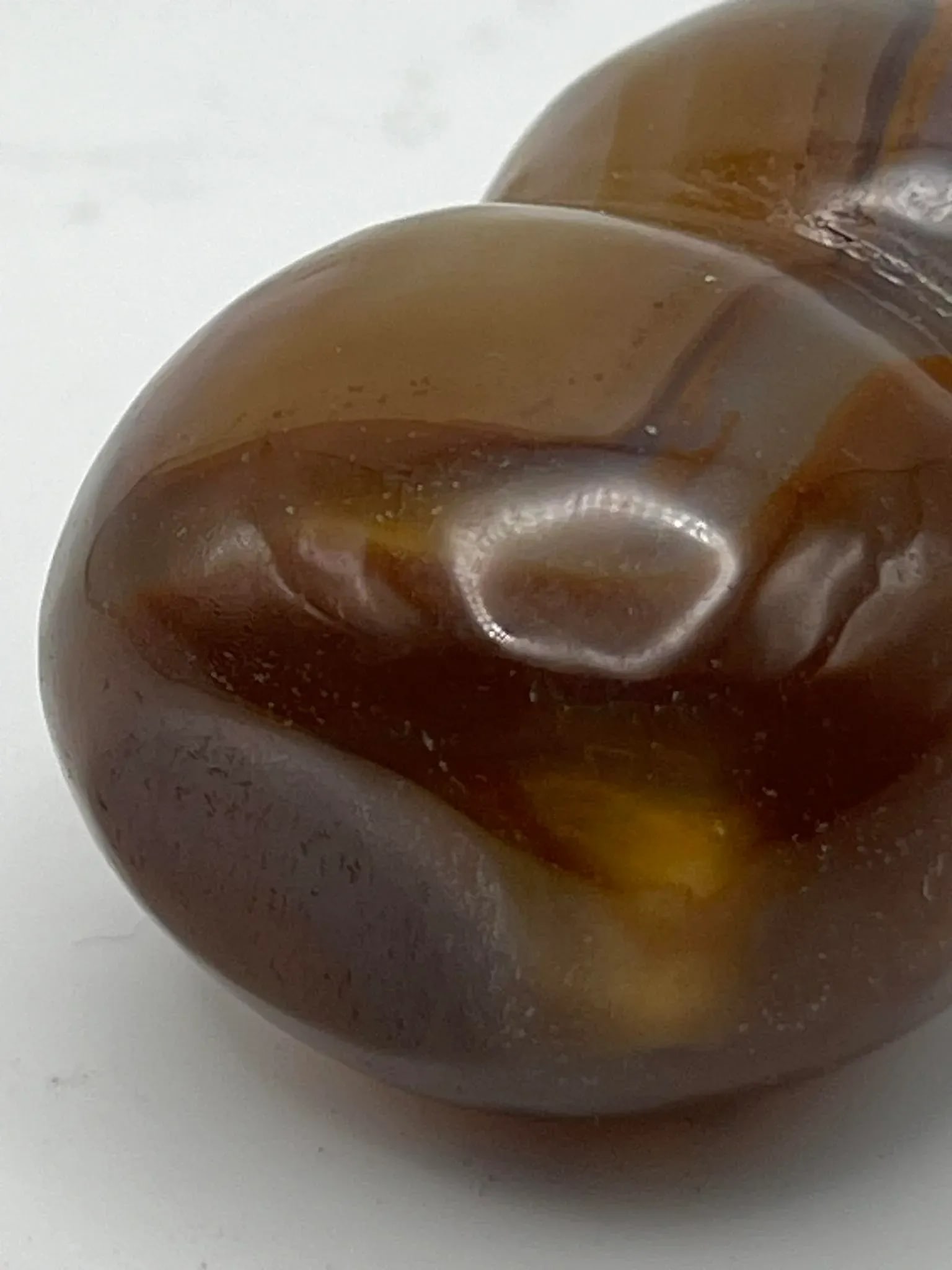 Vintage Chalcedony Double Gourd Snuff Bottle - 9