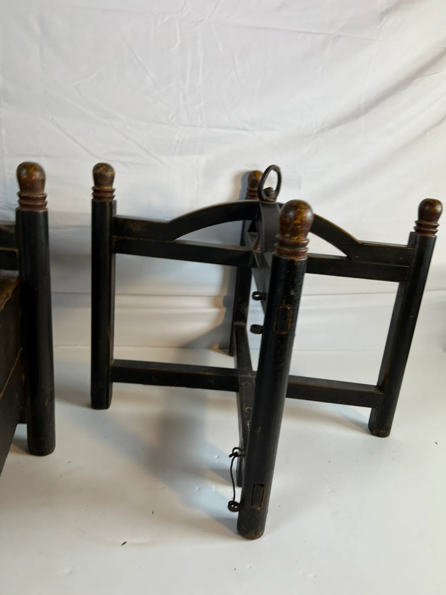 Two Antique Chinese Folk Art Wooded Travel Containers - 7