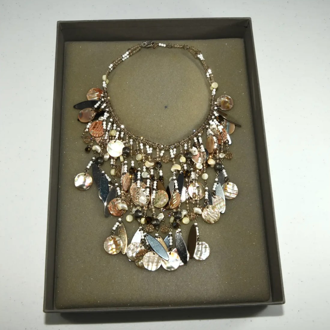 Vintage Daniel Swarovski Waterfall Bib Necklace in Original Box - 4