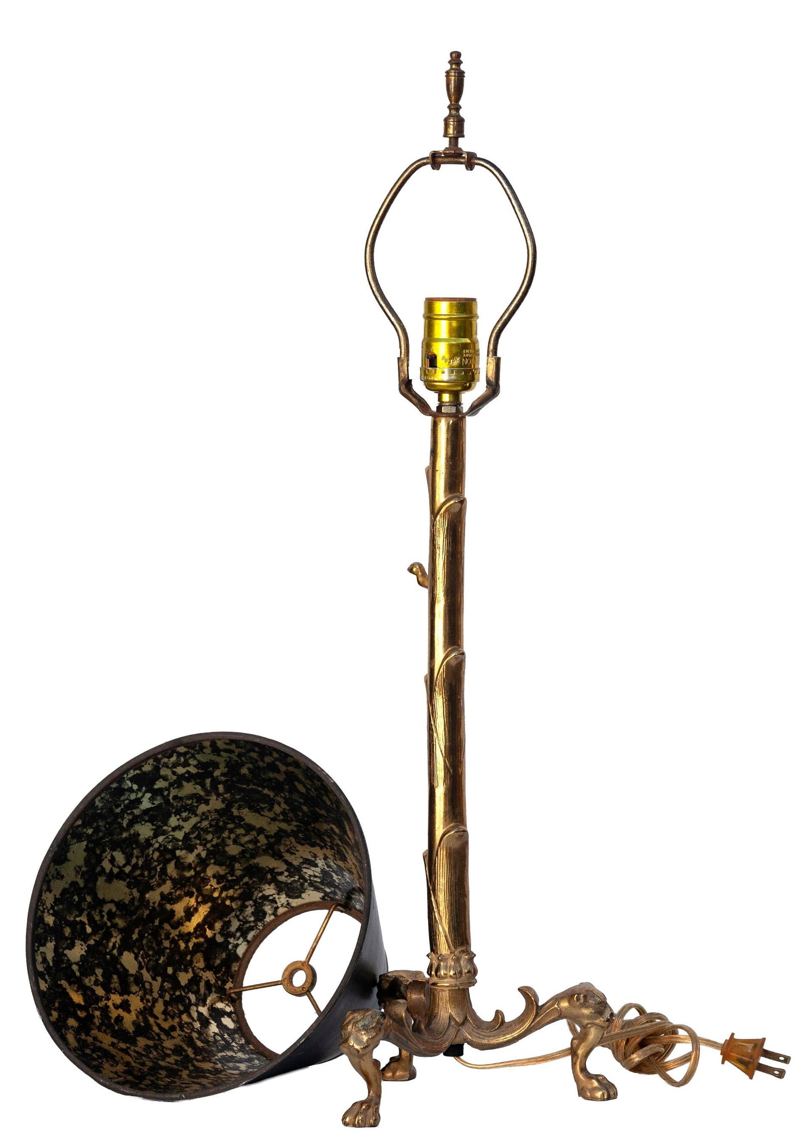 Early 20th Century Converted Brass Andiron Candlestick Lamp on Tripod Base - 5
