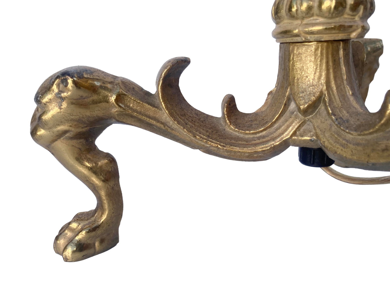 Early 20th Century Converted Brass Andiron Candlestick Lamp on Tripod Base - 9