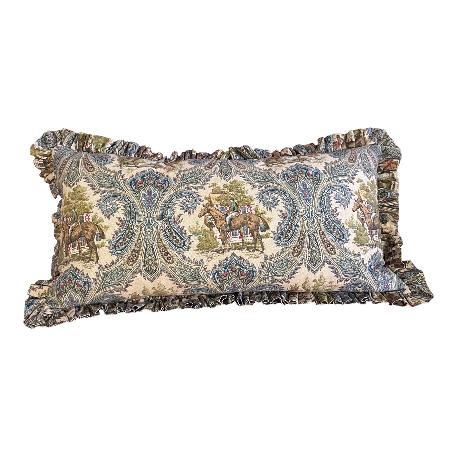 Large Equestrian Toile Down Filled Pillow (1 of 7)