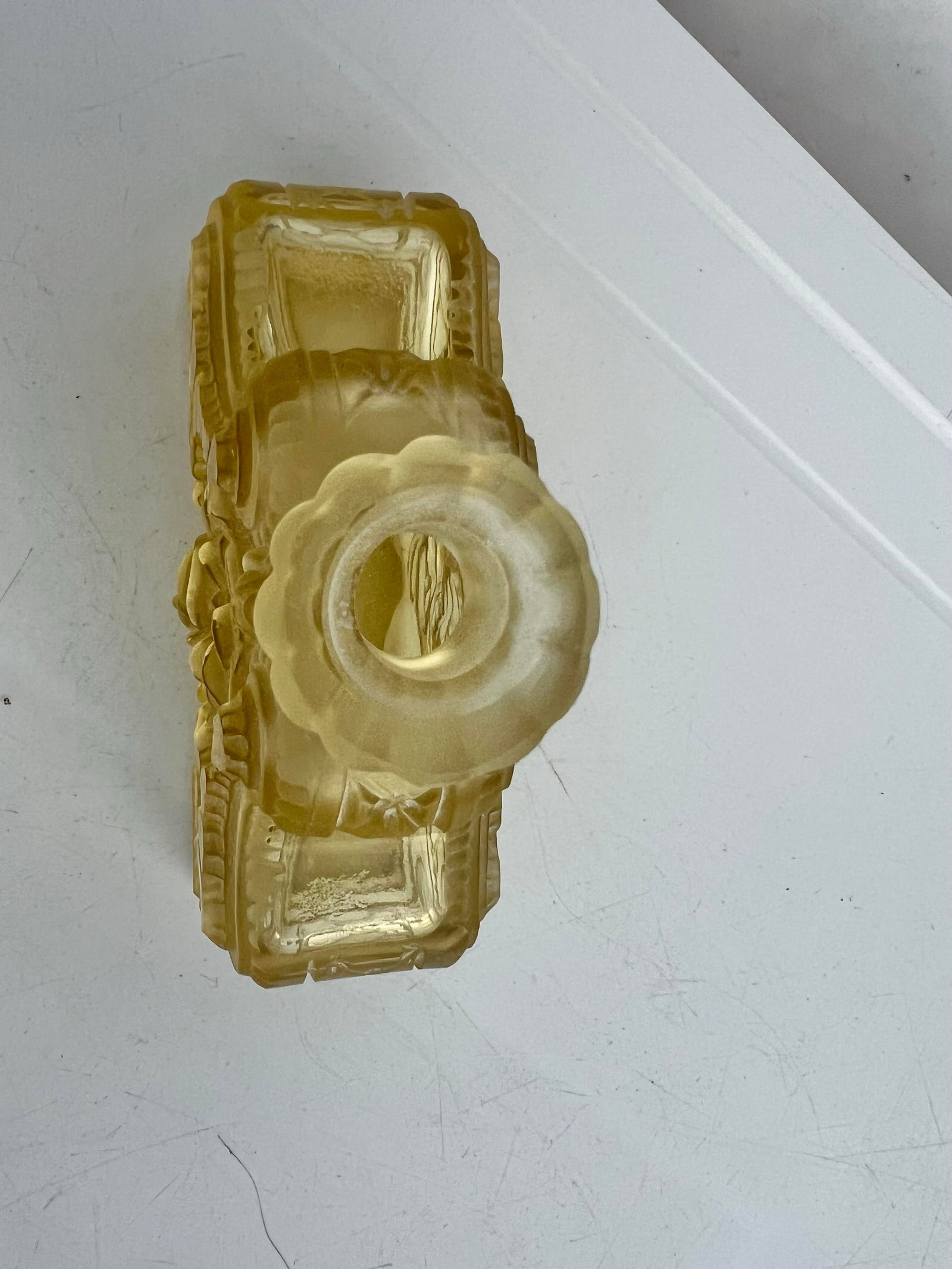 Antique Art Deco Style Yellow Perfume Bottle - 11
