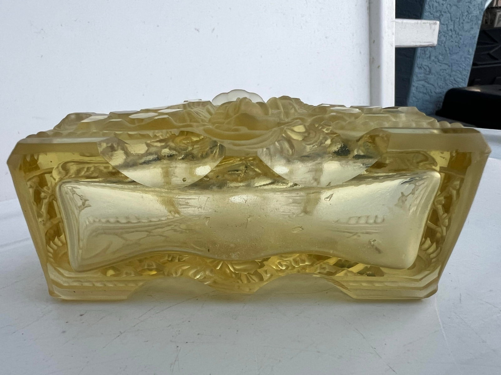 Antique Art Deco Style Yellow Perfume Bottle - 12