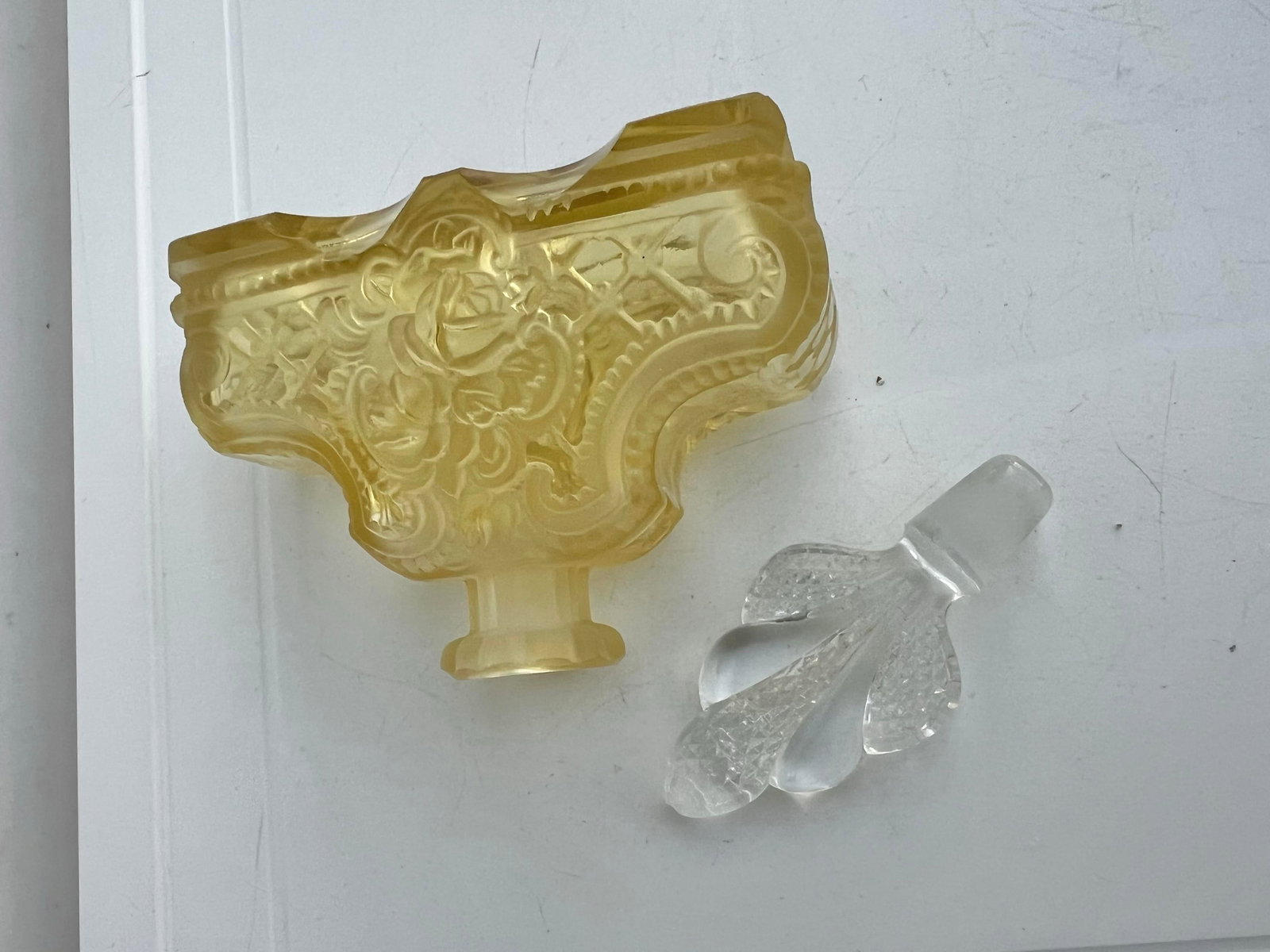 Antique Art Deco Style Yellow Perfume Bottle - 2