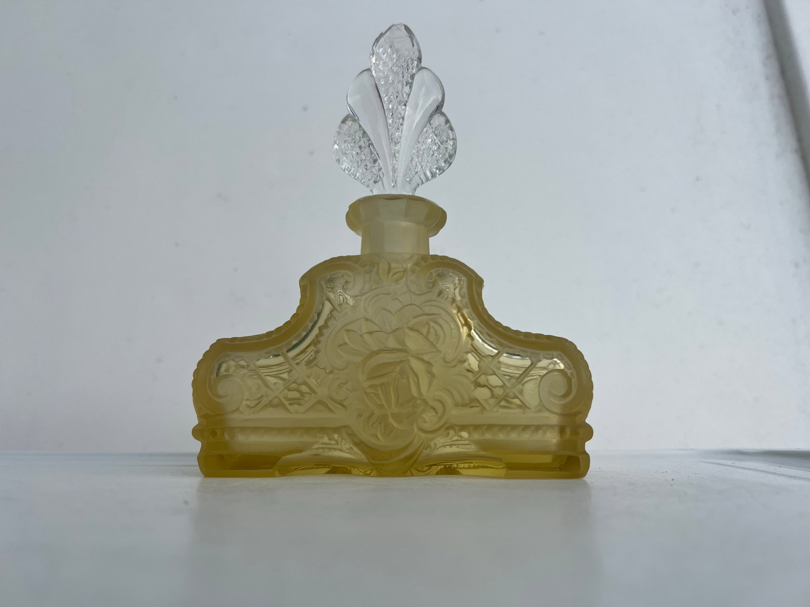 Antique Art Deco Style Yellow Perfume Bottle - 3