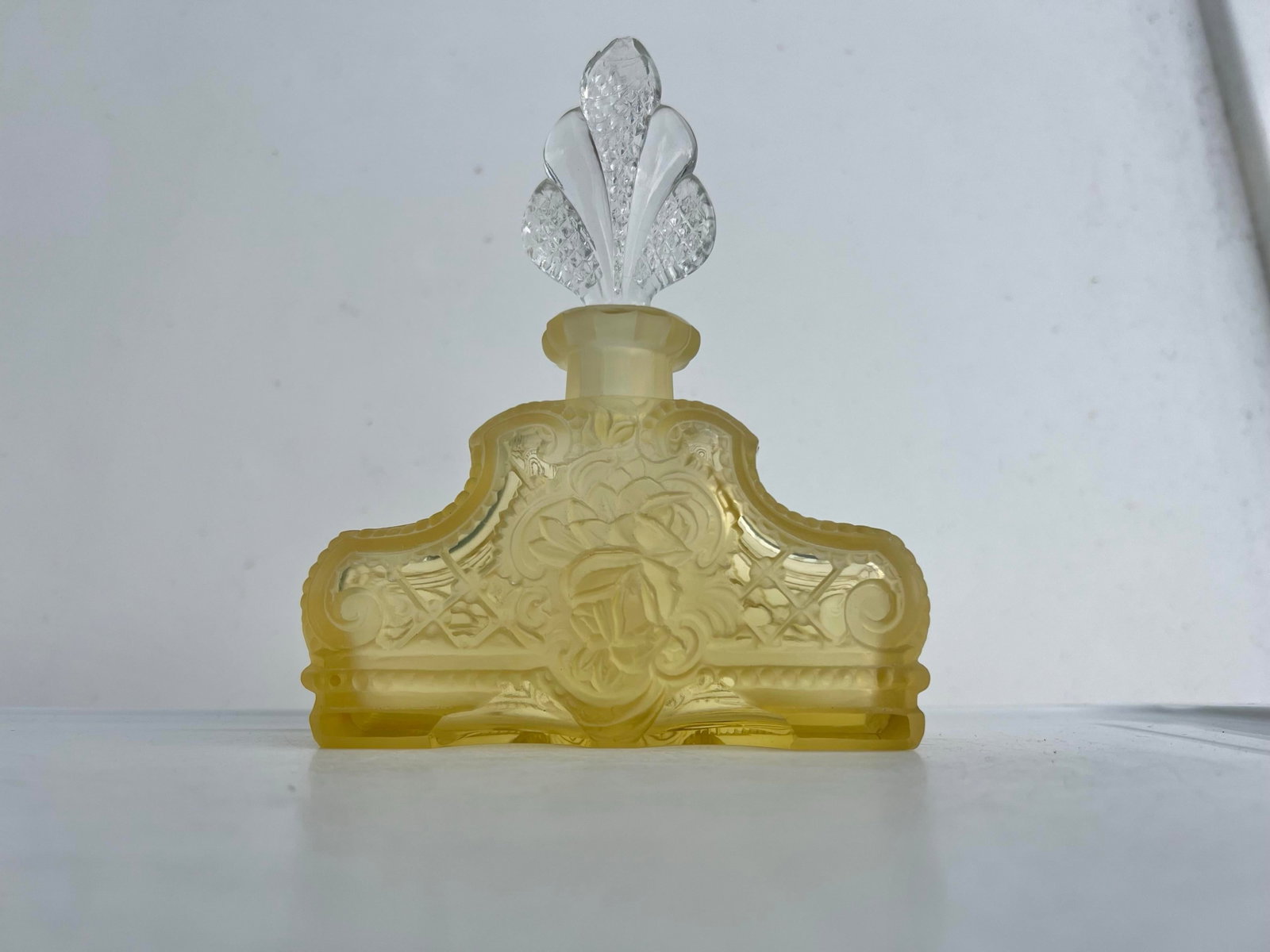 Antique Art Deco Style Yellow Perfume Bottle - 4