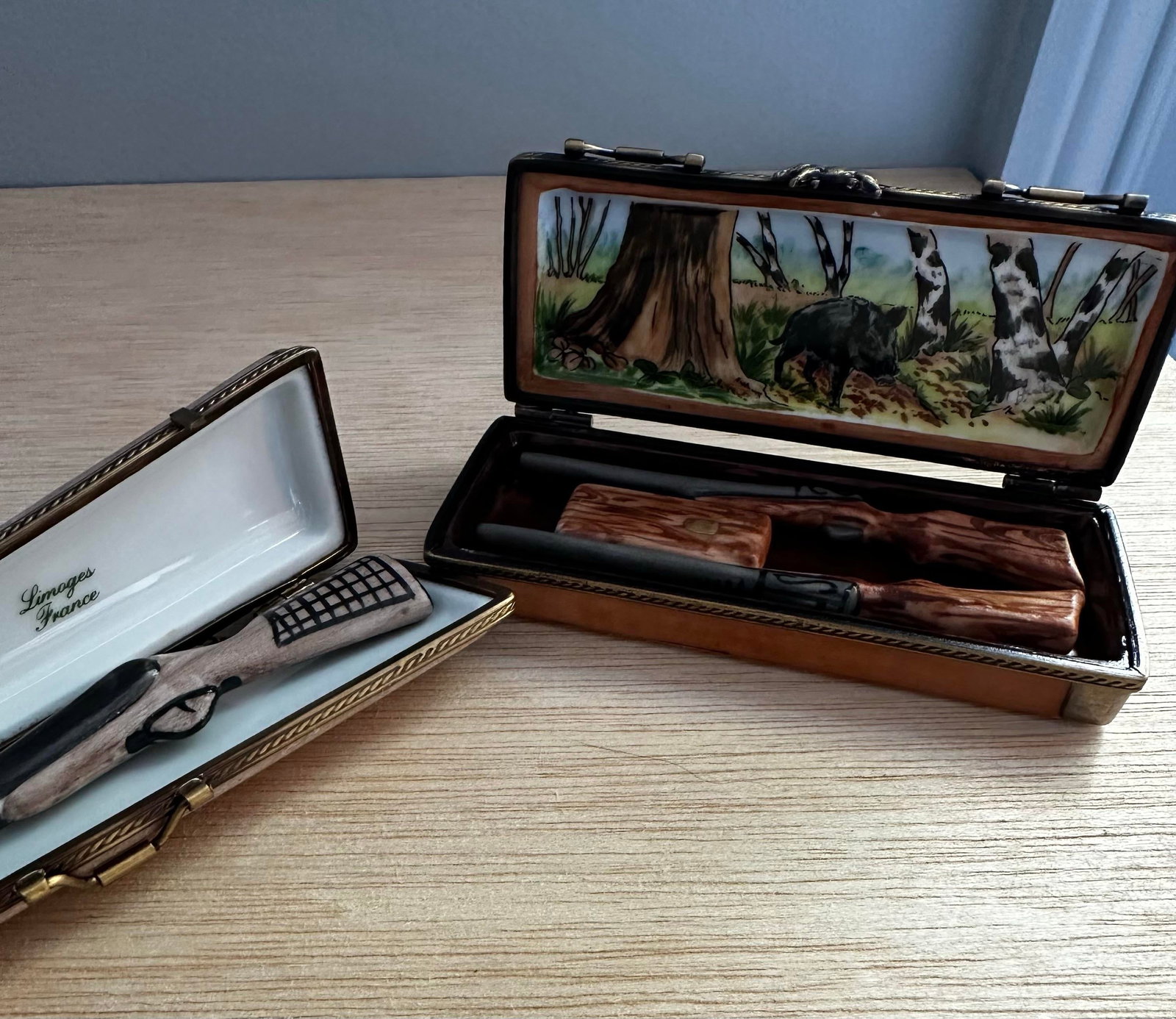 Vintage Limoges Trinket Boxes, Hunting Set of 2 - 3