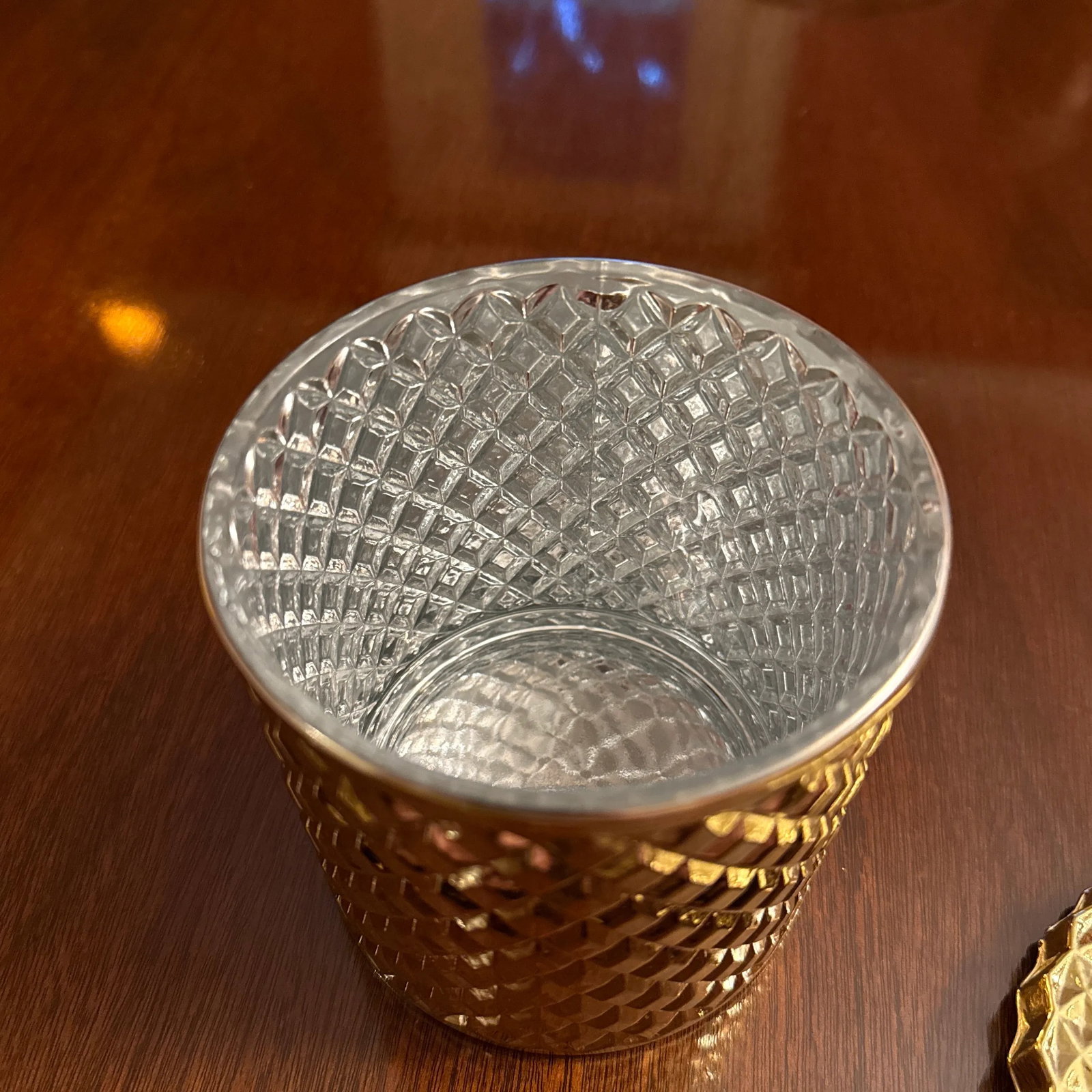 Gold Diamond Pattern Glass Candy Jar - 3