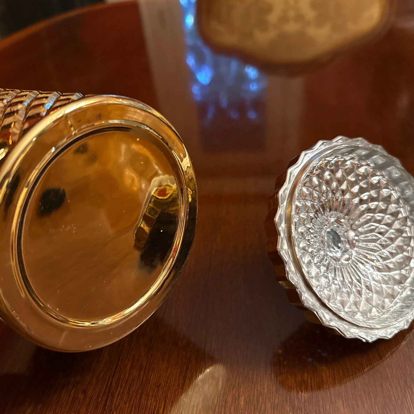 Gold Diamond Pattern Glass Candy Jar - 5