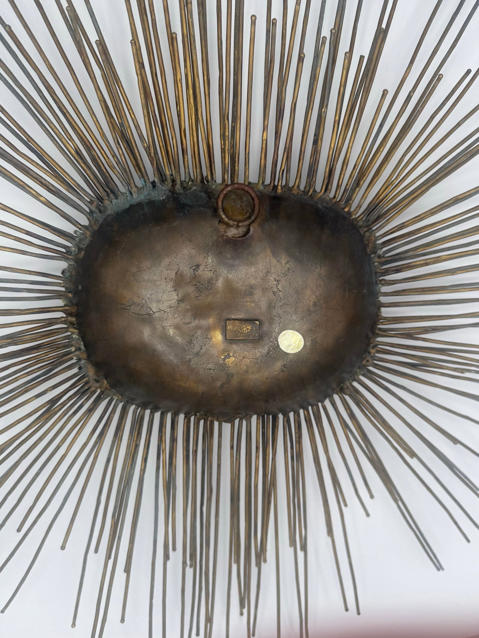 20thC Rare Emaus Talleres Signed Brutalist Mid-Century Modern Sun Face Sculpture - 3