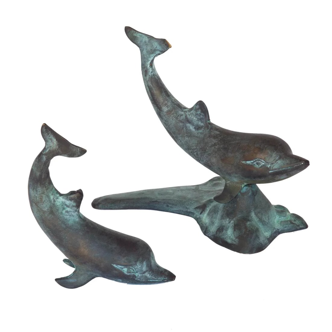 Mid 20th Century Bronze Dolphin Sculptures - Set of 2 - 2