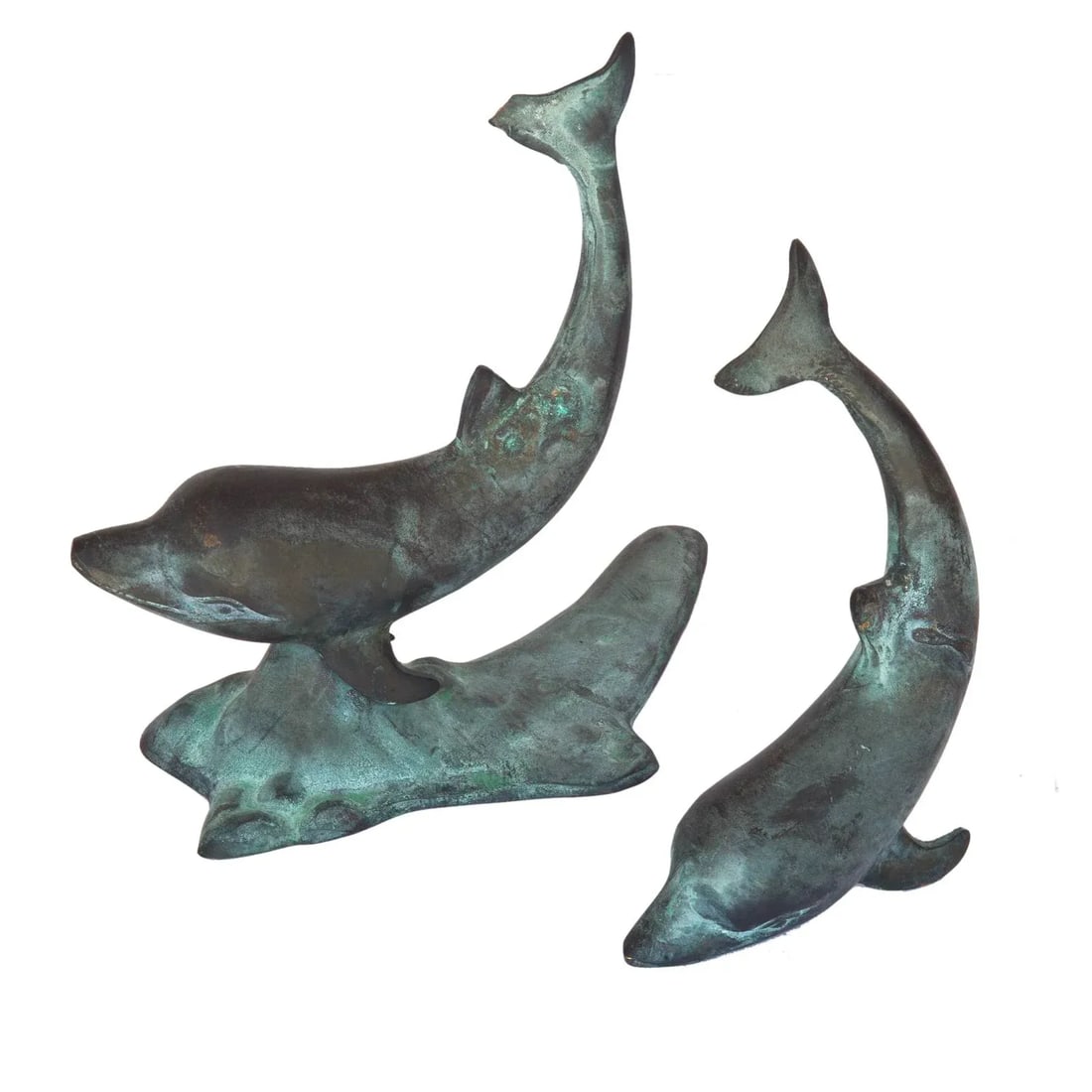 Mid 20th Century Bronze Dolphin Sculptures - Set of 2 - 3