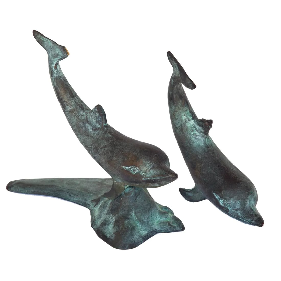 Mid 20th Century Bronze Dolphin Sculptures - Set of 2 - 4