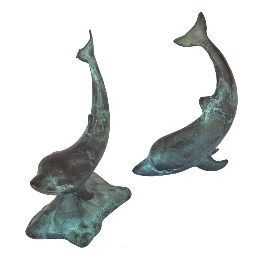 Mid 20th Century Bronze Dolphin Sculptures - Set of 2 - 5