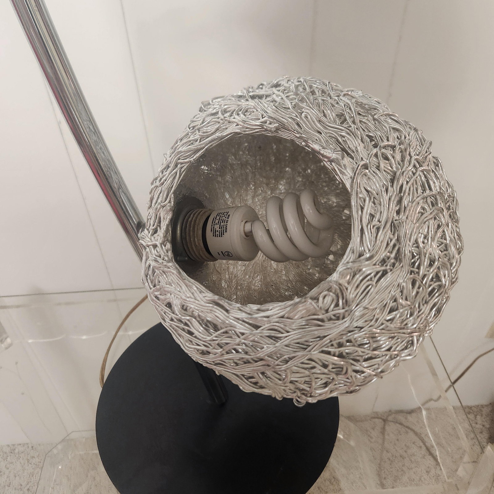 1960s Mid Century Modern Tall Silver Spaghetti Lamp - 10