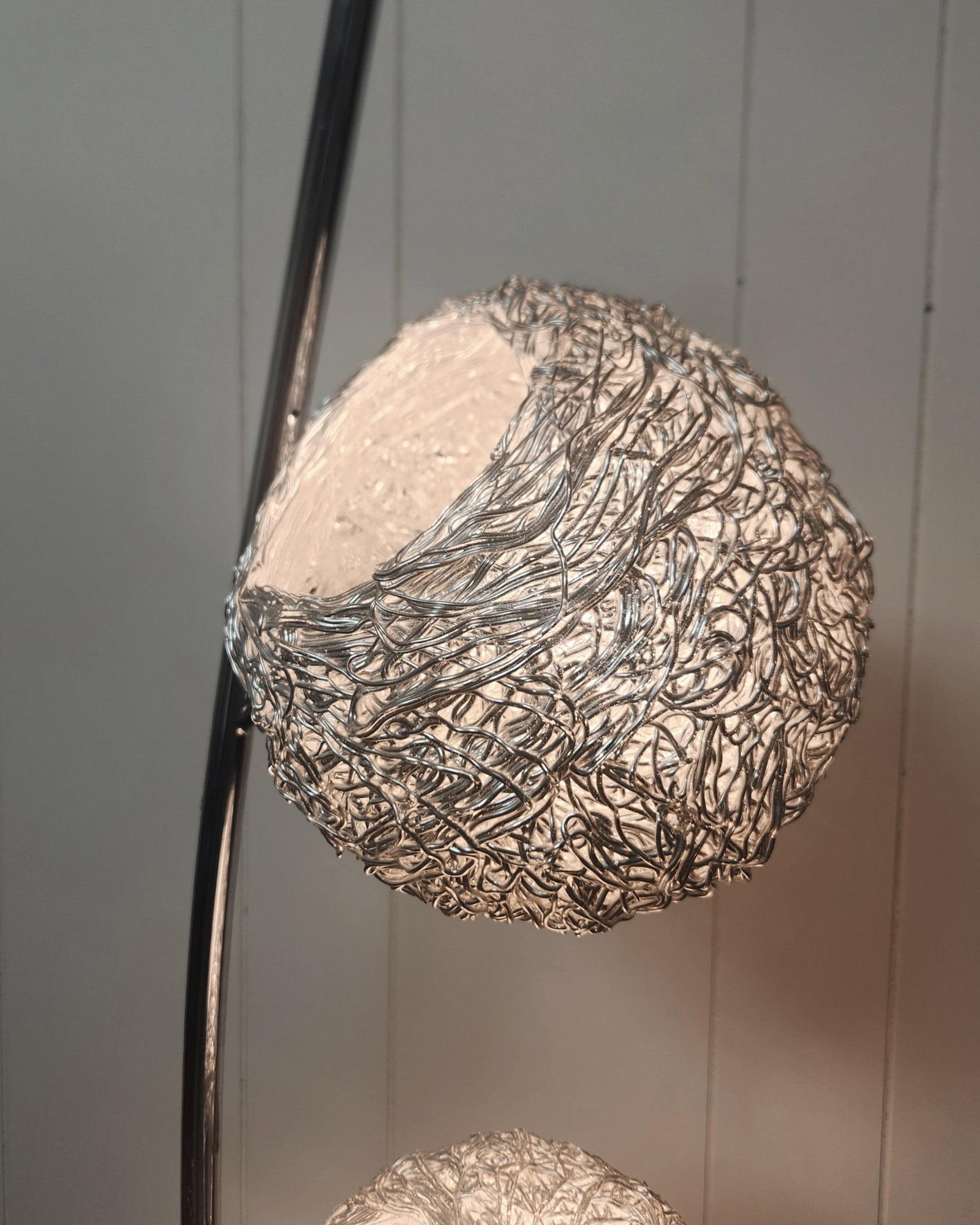 1960s Mid Century Modern Tall Silver Spaghetti Lamp - 3