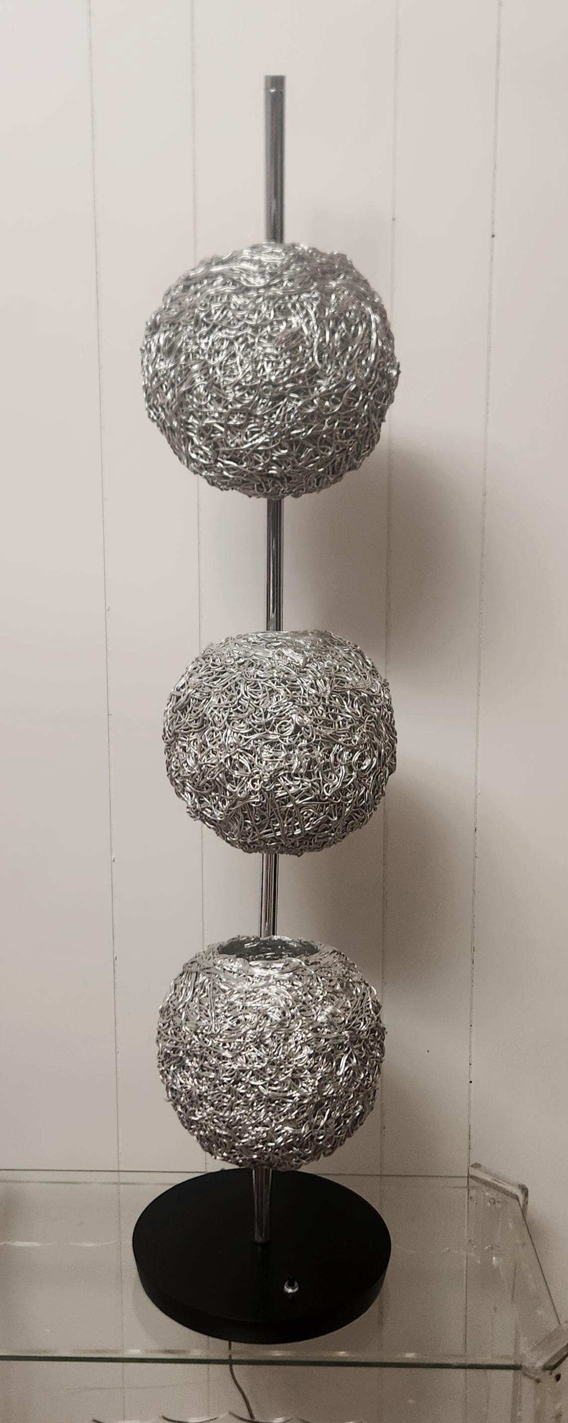 1960s Mid Century Modern Tall Silver Spaghetti Lamp - 6