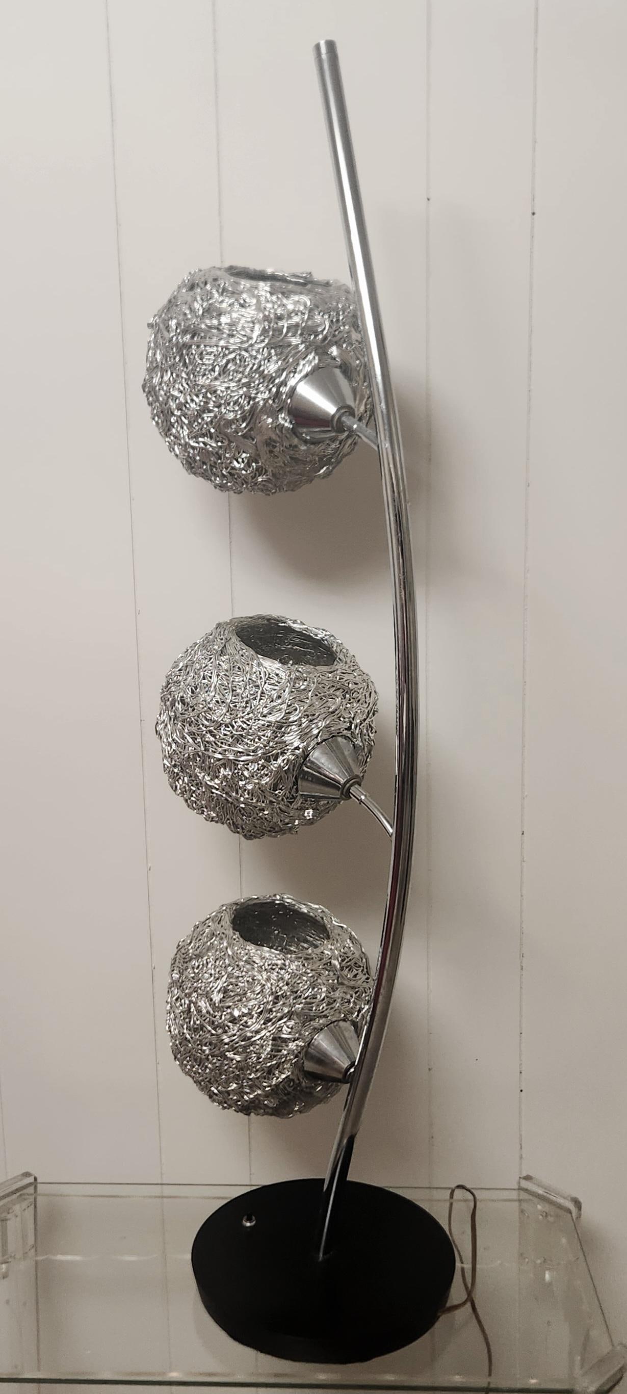 1960s Mid Century Modern Tall Silver Spaghetti Lamp - 9