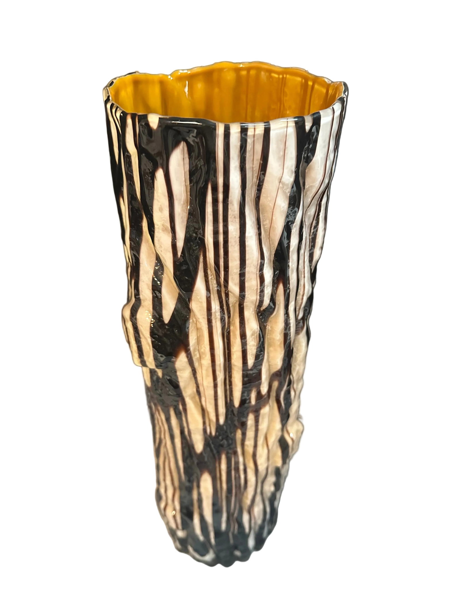 Tall 'Faux Bois' Glass Vase - 2