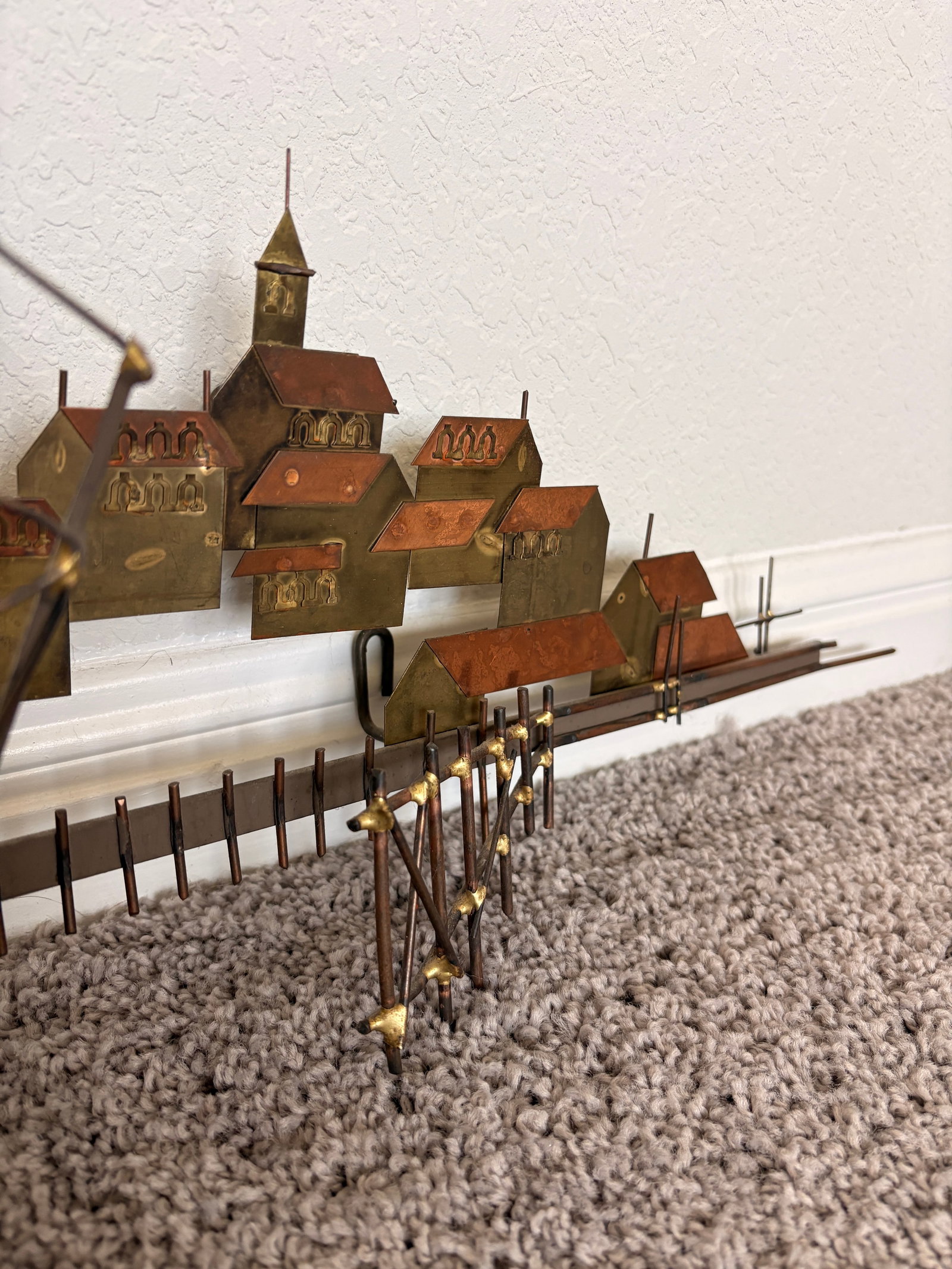 1970s Signed Curtis Jere Mid-Century Modern Sailing Ship & Harbor Village Wall Sculpture - 3