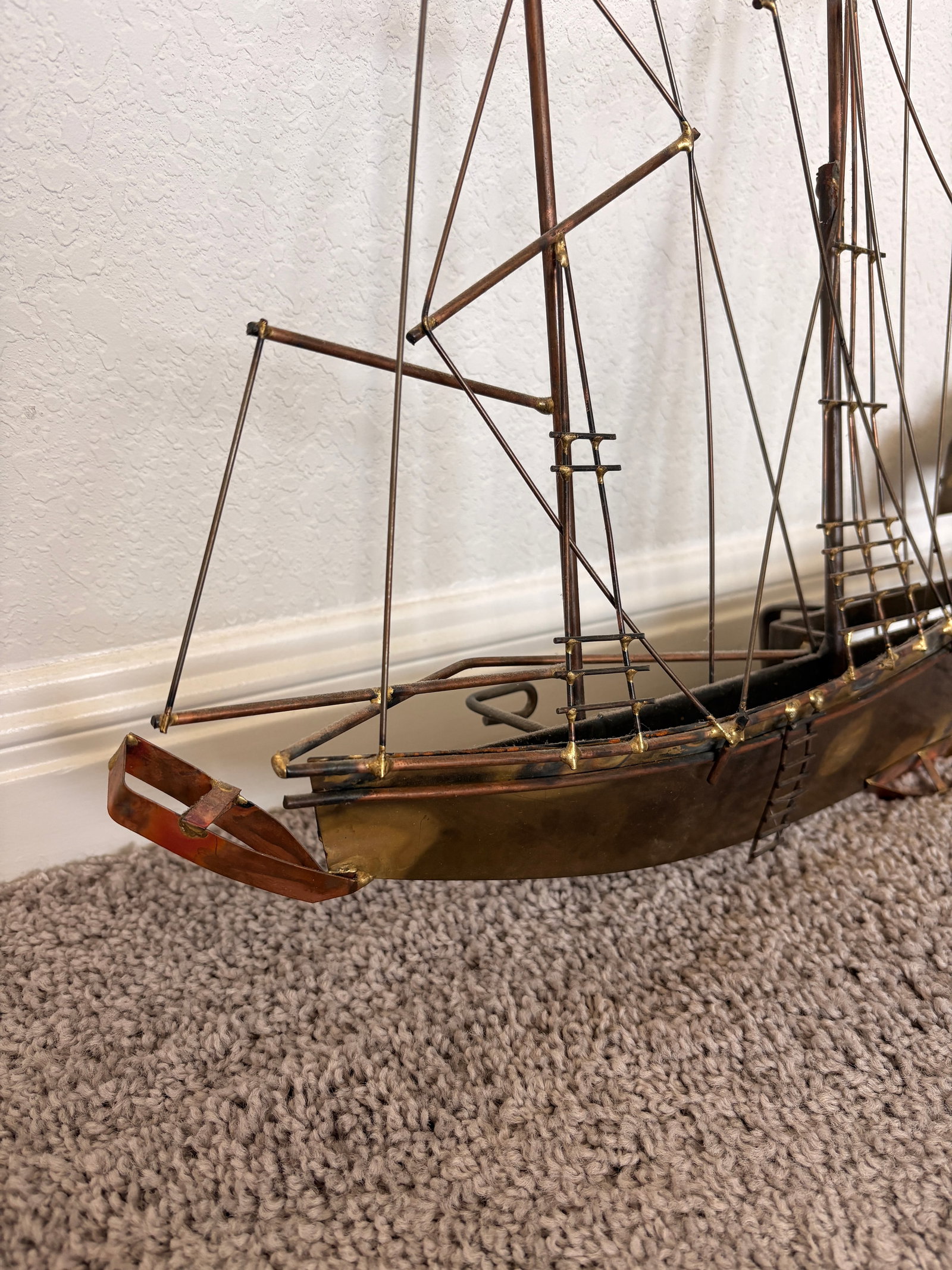 1970s Signed Curtis Jere Mid-Century Modern Sailing Ship & Harbor Village Wall Sculpture - 4