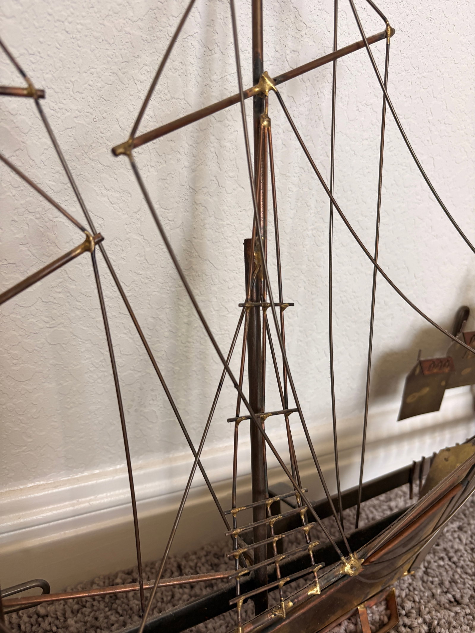 1970s Signed Curtis Jere Mid-Century Modern Sailing Ship & Harbor Village Wall Sculpture - 6