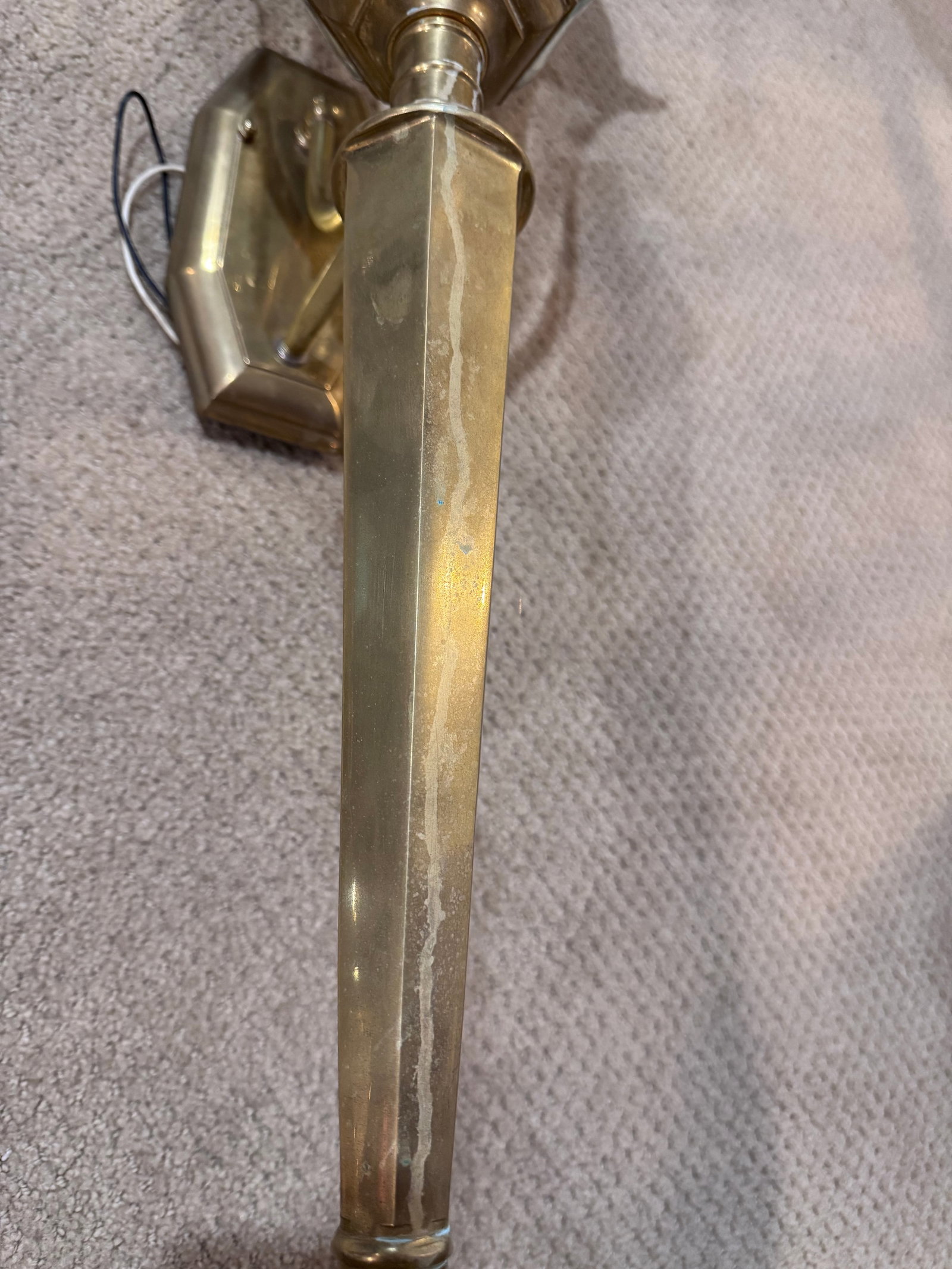 Vintage Solid Brass 3-Light Coach Lantern Wall Sconces - Frosted Dome - a Pair - 5