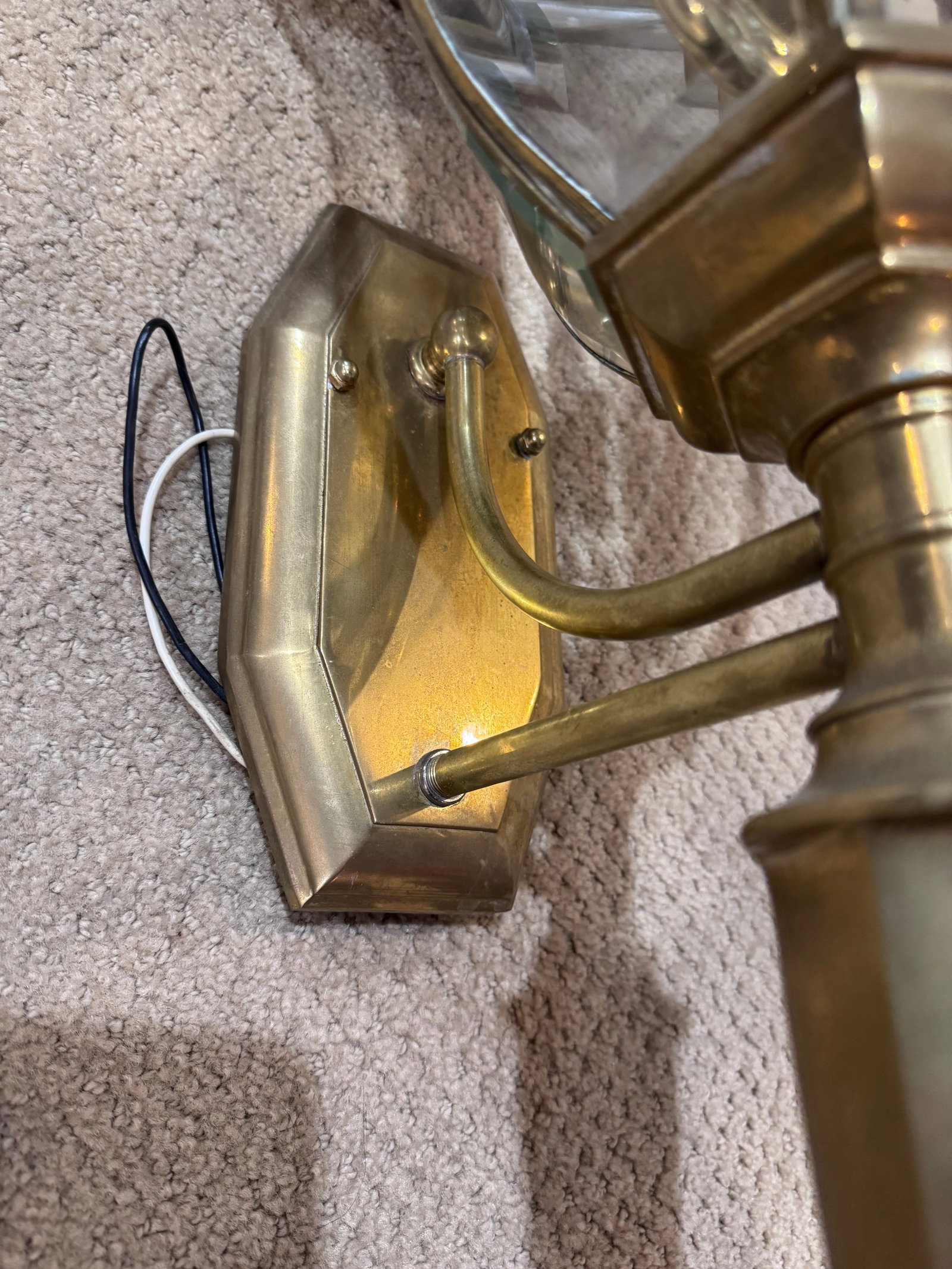 Vintage Solid Brass 3-Light Coach Lantern Wall Sconces - Frosted Dome - a Pair - 6