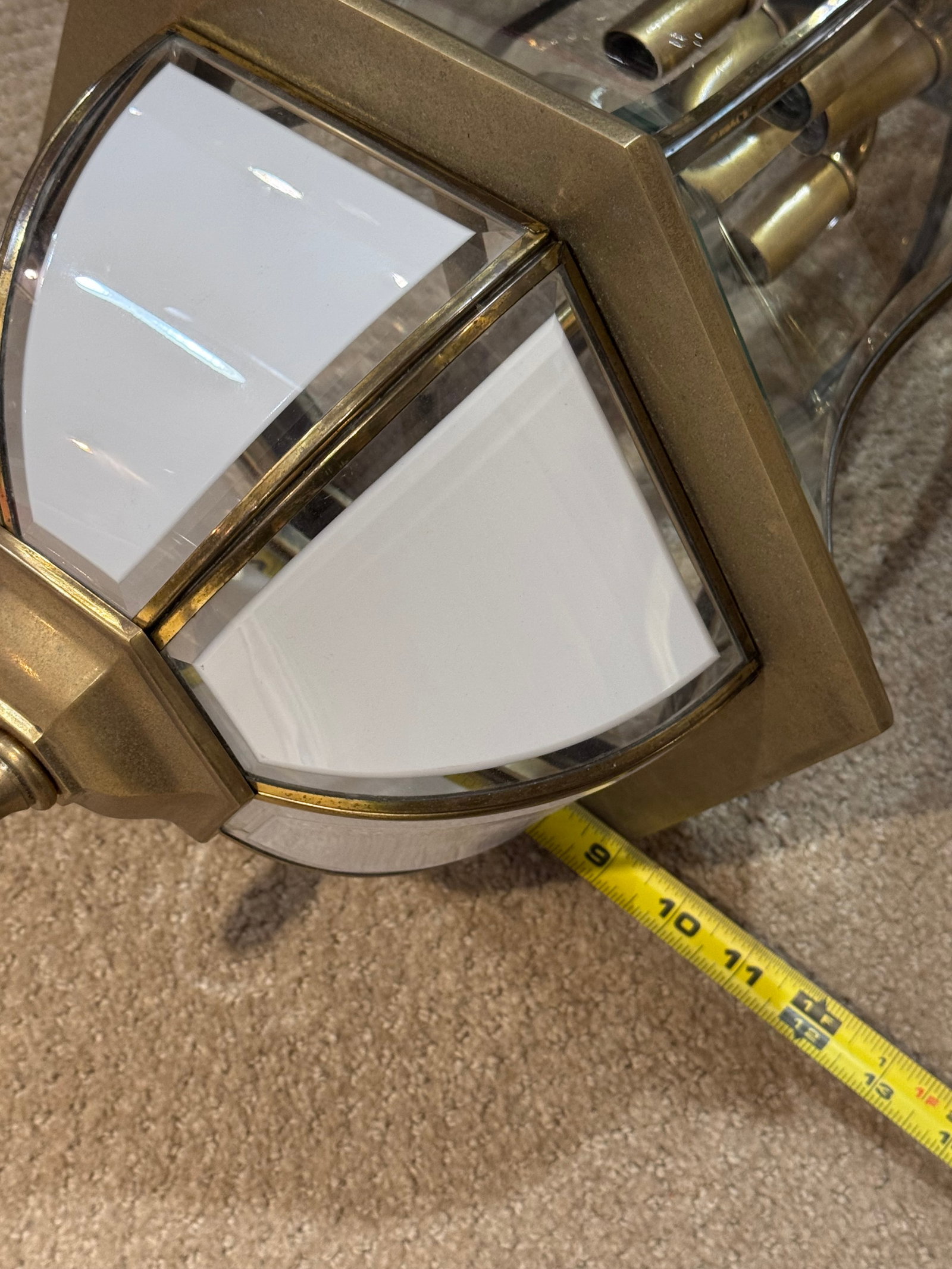 Vintage Solid Brass 3-Light Coach Lantern Wall Sconces - Frosted Dome - a Pair - 9