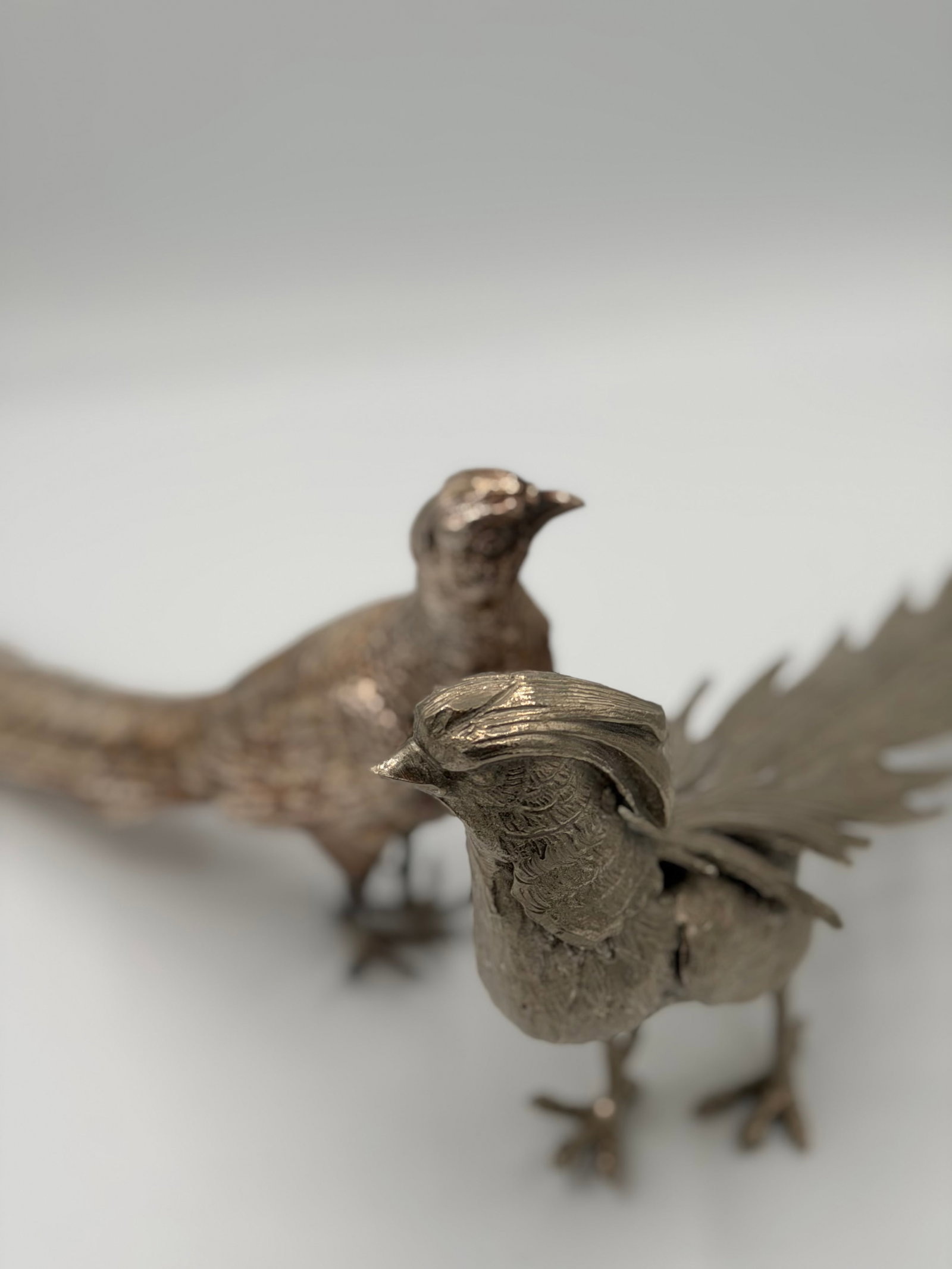 1980s A Pair of Silver Plate Table Pheasants - 2