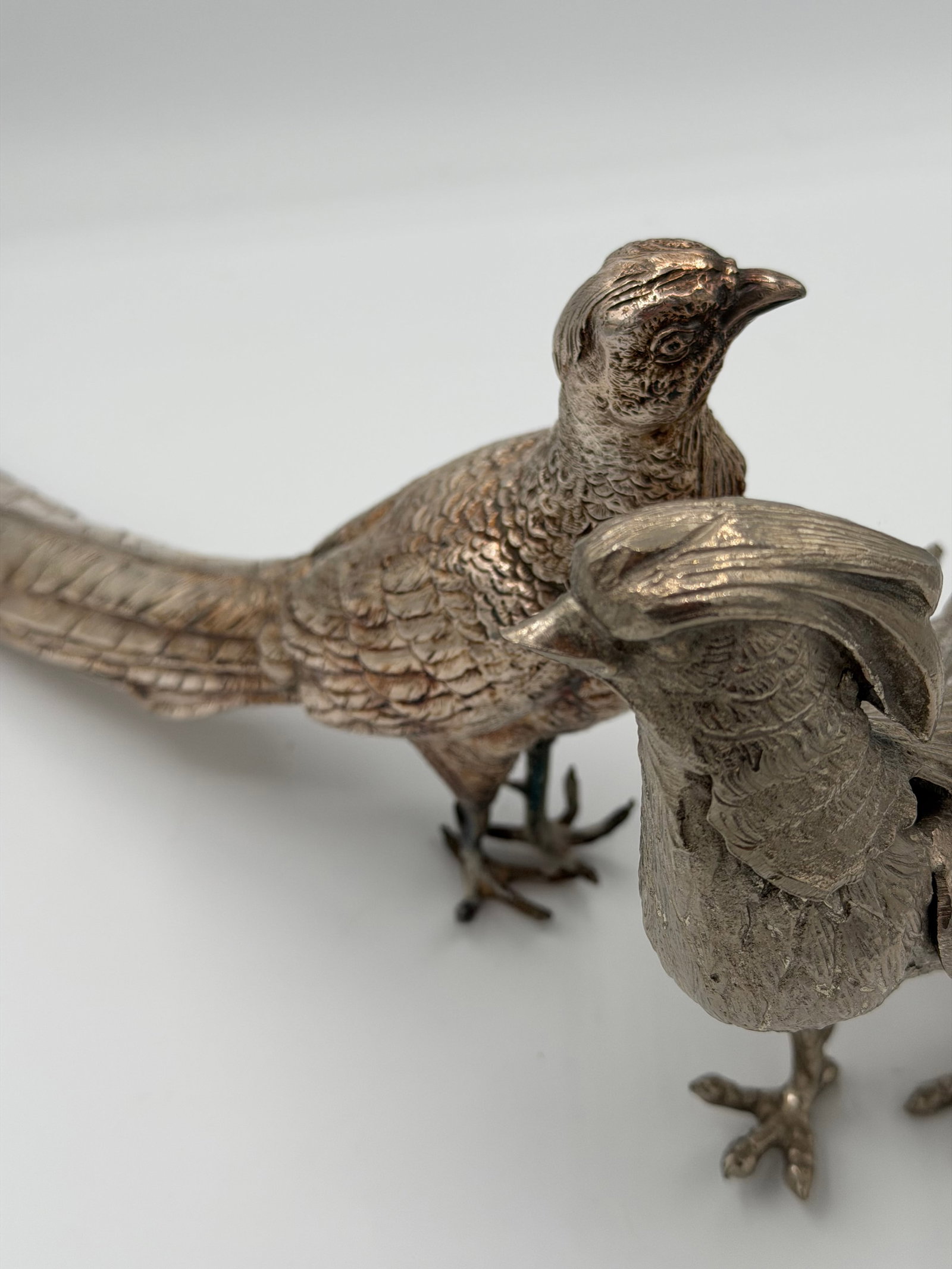 1980s A Pair of Silver Plate Table Pheasants - 4