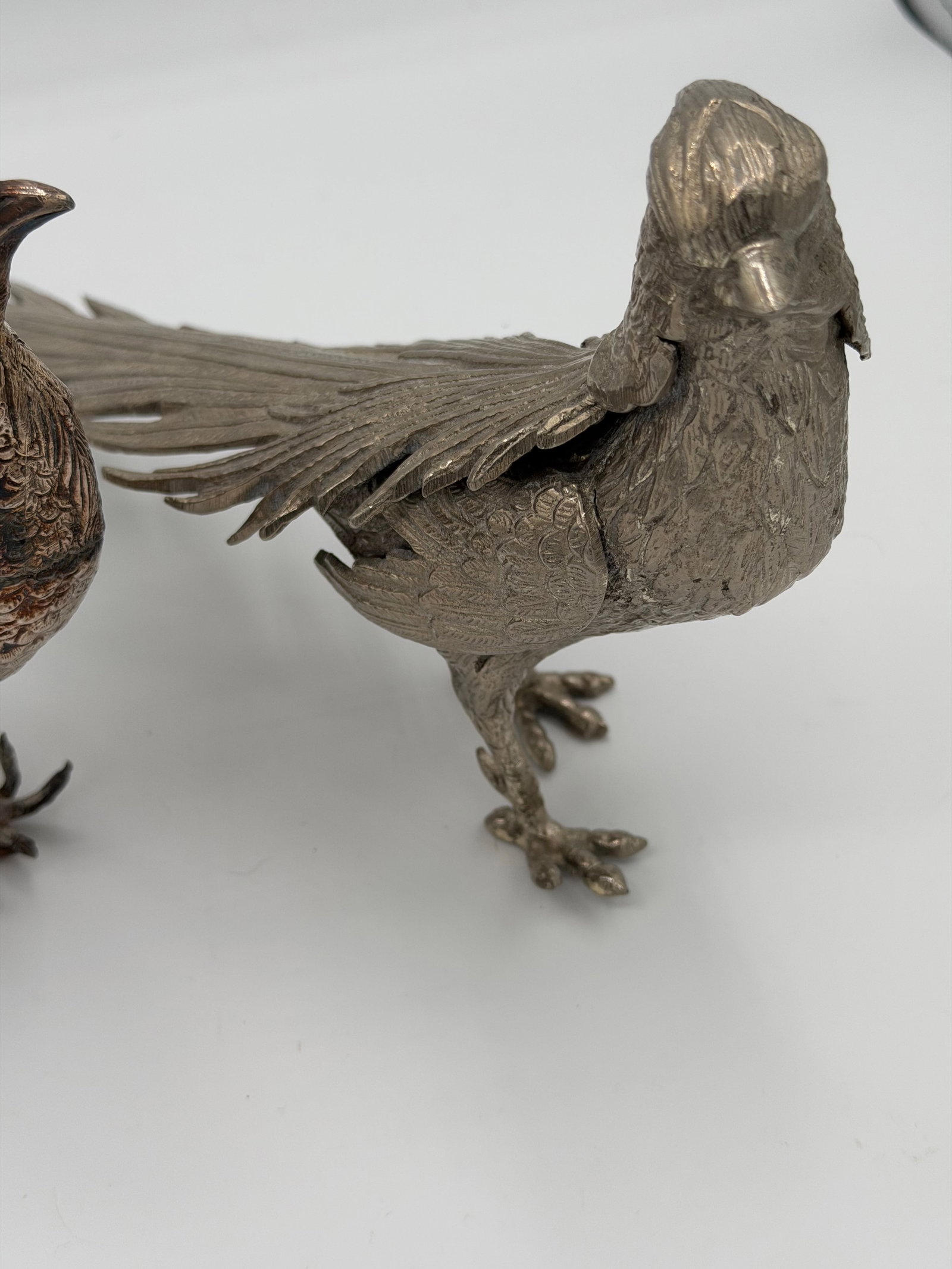1980s A Pair of Silver Plate Table Pheasants - 5