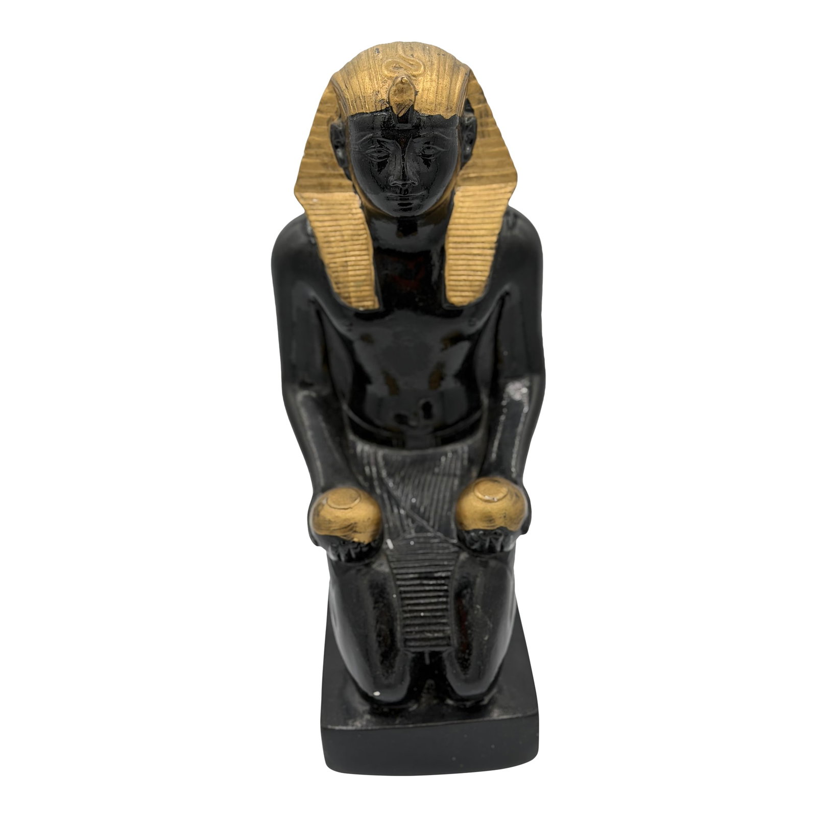 1930s Egyptian Revival Black Ceramic With Gold Highlights Egyptian Statue or Figurine (1 of 8)