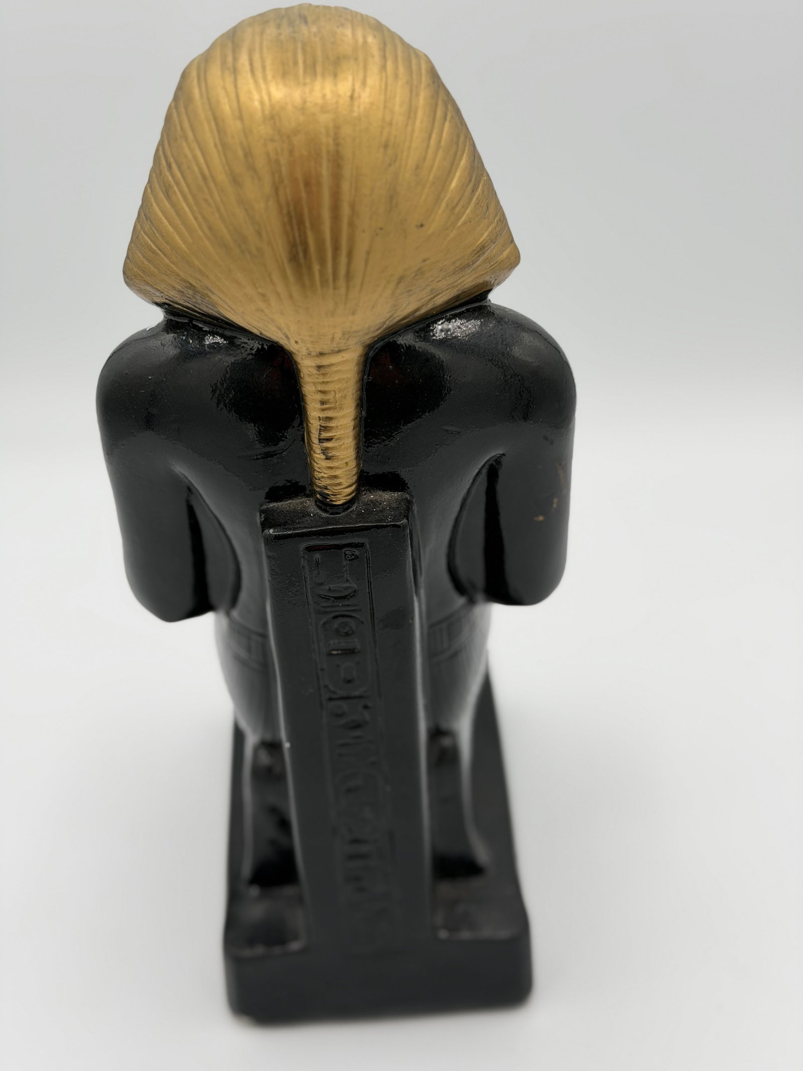 1930s Egyptian Revival Black Ceramic With Gold Highlights Egyptian Statue or Figurine - 2