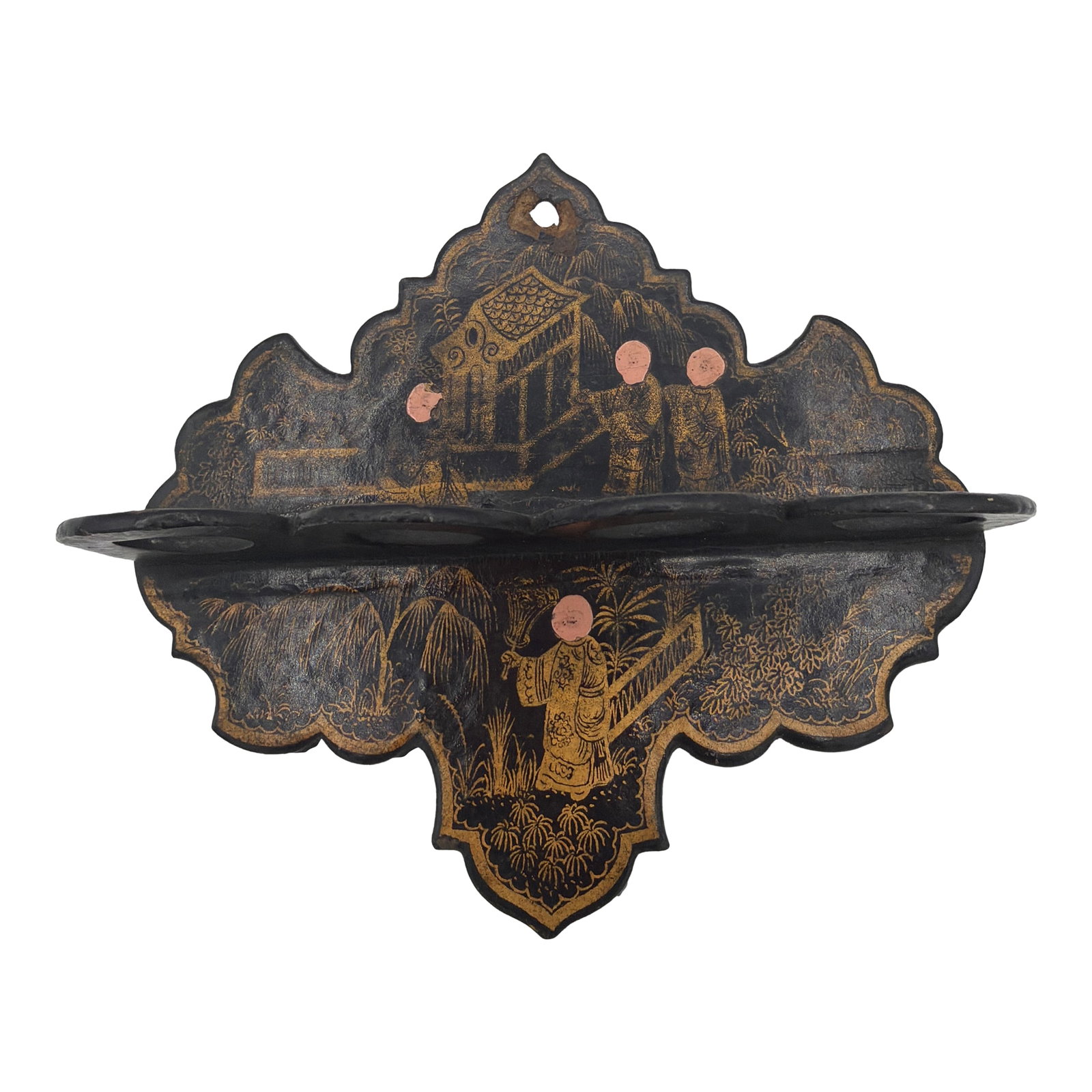 Late 19th Century A Wall Mointed Victorian Chinoiserie or Japanese Pipe Rack in Black. Lacquer: Perfect office accessory for hanging piped on the wall. A very attractive way to display your collectio Condition: Alterations: Original Condition Unaltered Imperfections: Some Imperfections