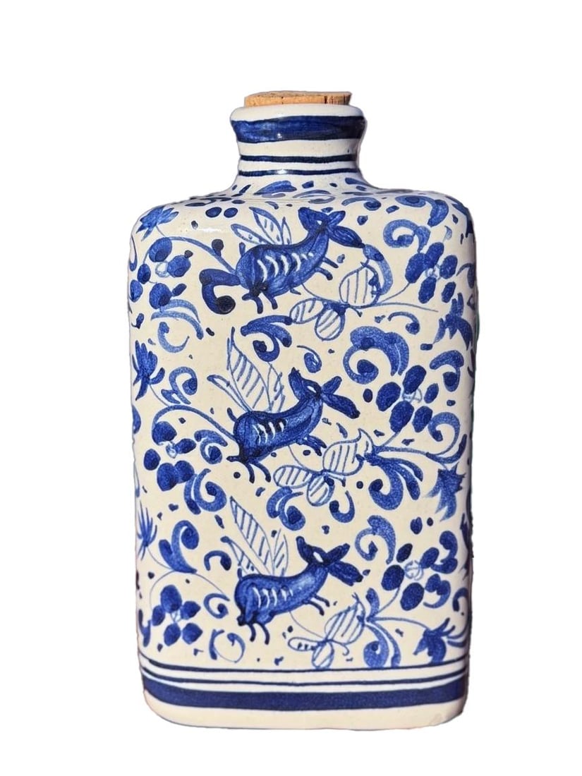 Italian Maiolica Apothecary Jar, Triangular Form, Cobalt Blue & White Pharmacy Vessel - 3