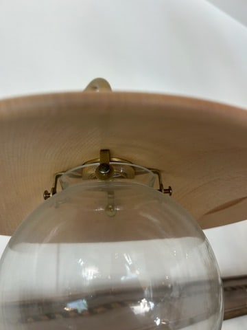 Mid-Century Modern Wood Shade Wall Sconce With Glass Globe - 10