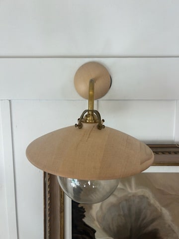Mid-Century Modern Wood Shade Wall Sconce With Glass Globe - 2