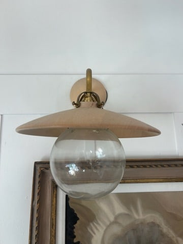 Mid-Century Modern Wood Shade Wall Sconce With Glass Globe - 4