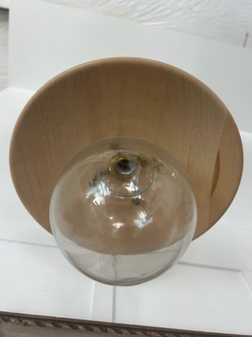 Mid-Century Modern Wood Shade Wall Sconce With Glass Globe - 5