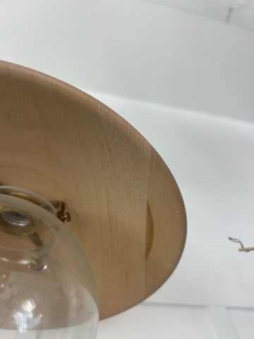 Mid-Century Modern Wood Shade Wall Sconce With Glass Globe - 6