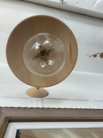 Mid-Century Modern Wood Shade Wall Sconce With Glass Globe - 7