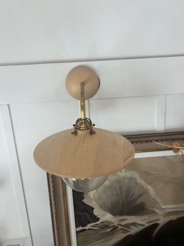 Mid-Century Modern Wood Shade Wall Sconce With Glass Globe - 8