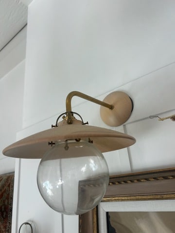 Mid-Century Modern Wood Shade Wall Sconce With Glass Globe - 9