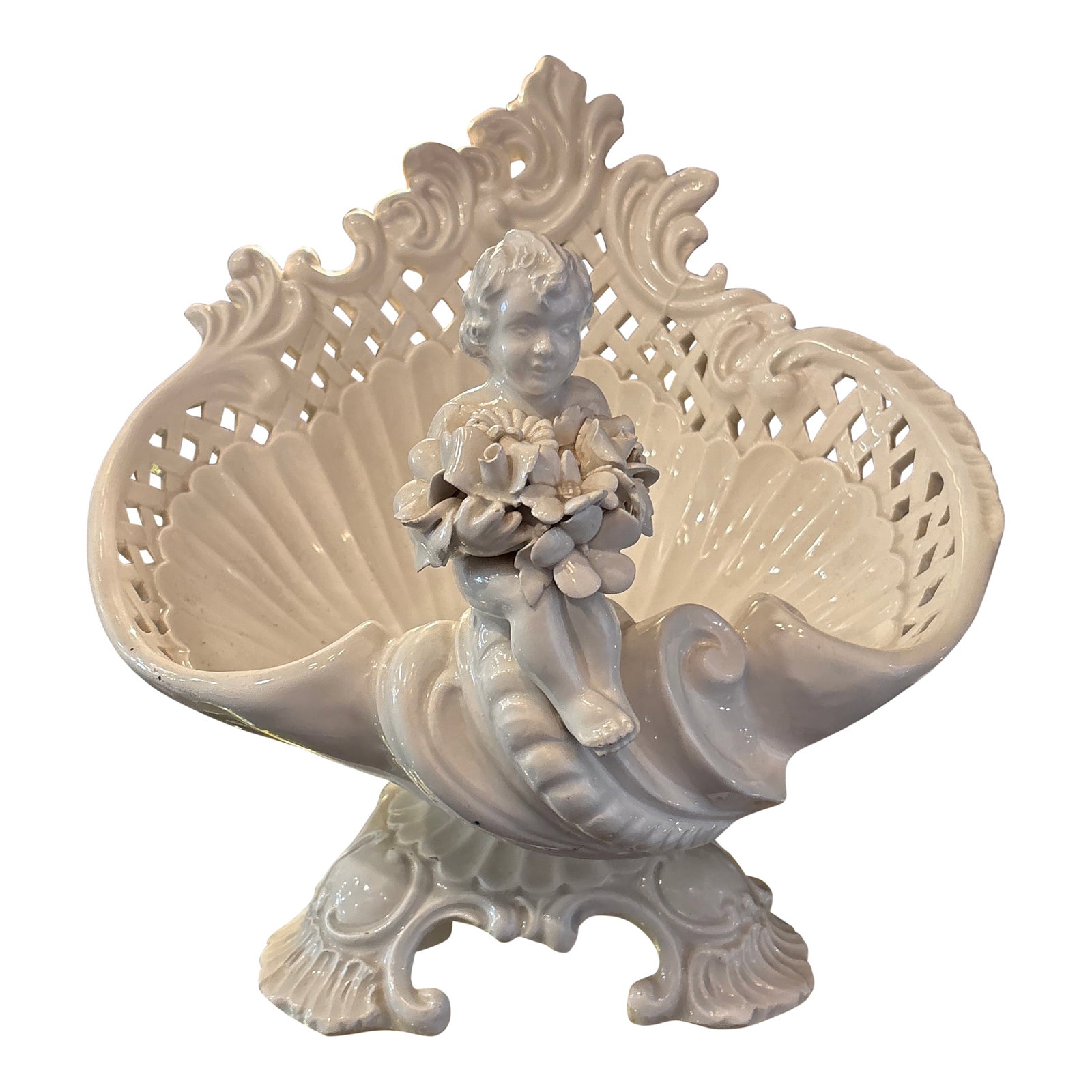 Capodimonte Centerpiece Bowl: A beautiful example of Capodimonte this centerpiece bowl is traditional, elegant, and unique. Condition: Alterations: Original Condition Unaltered Imperfections: Some Imperfections Condition Notes: