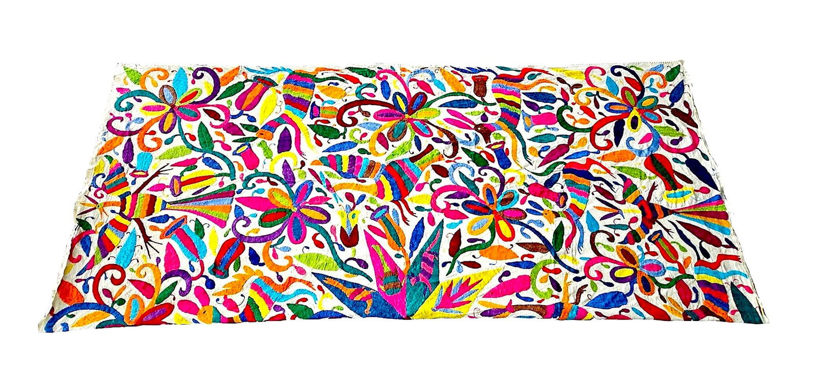 Vintage Mexican Otomi Hand Embroidered Textile Coverlet/Wall Hanging - 3